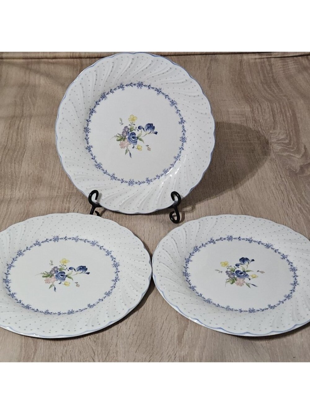 Nikko Blue Peony Dinner Plates  10.75”  Japan Set Of 3 Floral Cottage Core